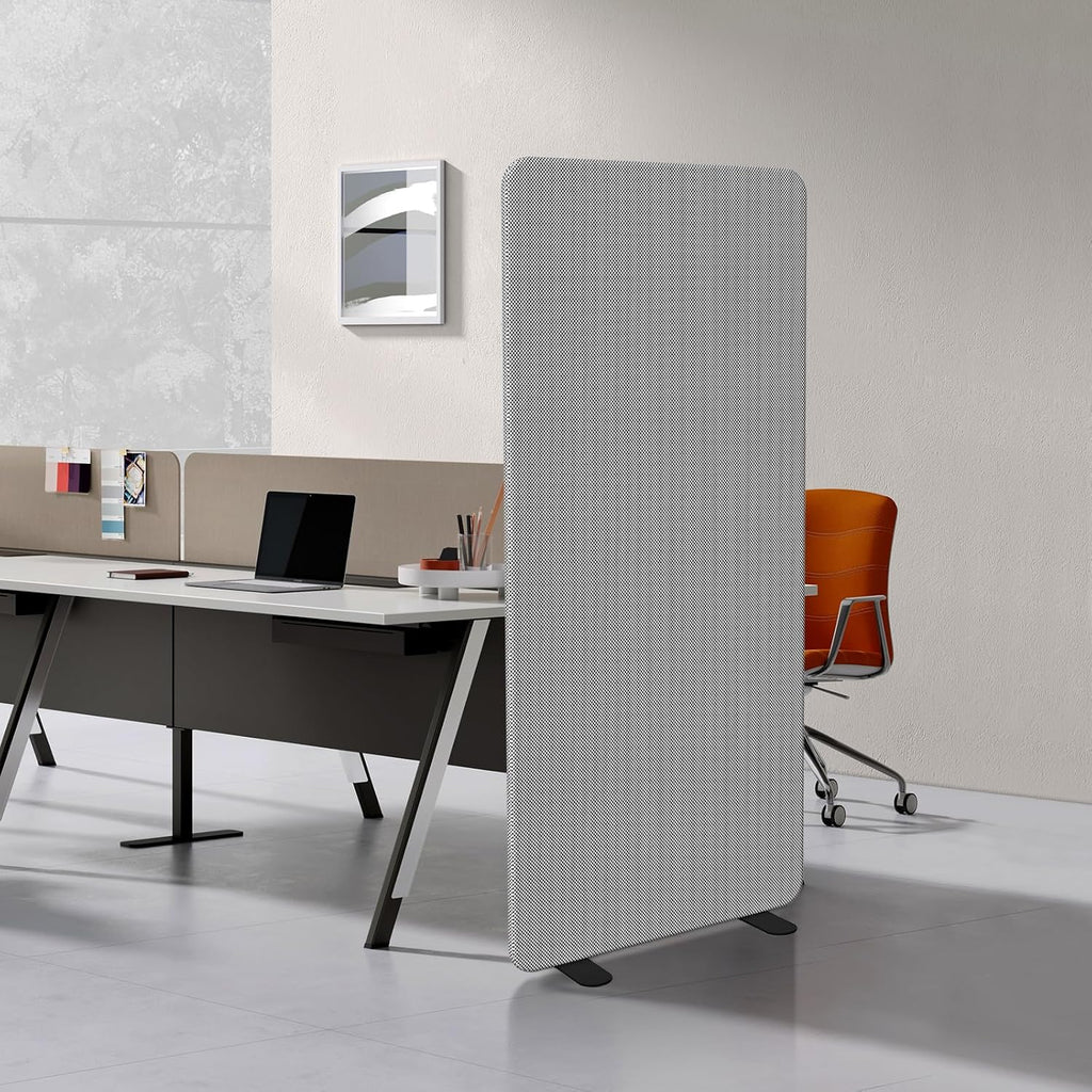Gray 65×29in Steel Frame Fabric Freestanding Privacy Office Partition Panel