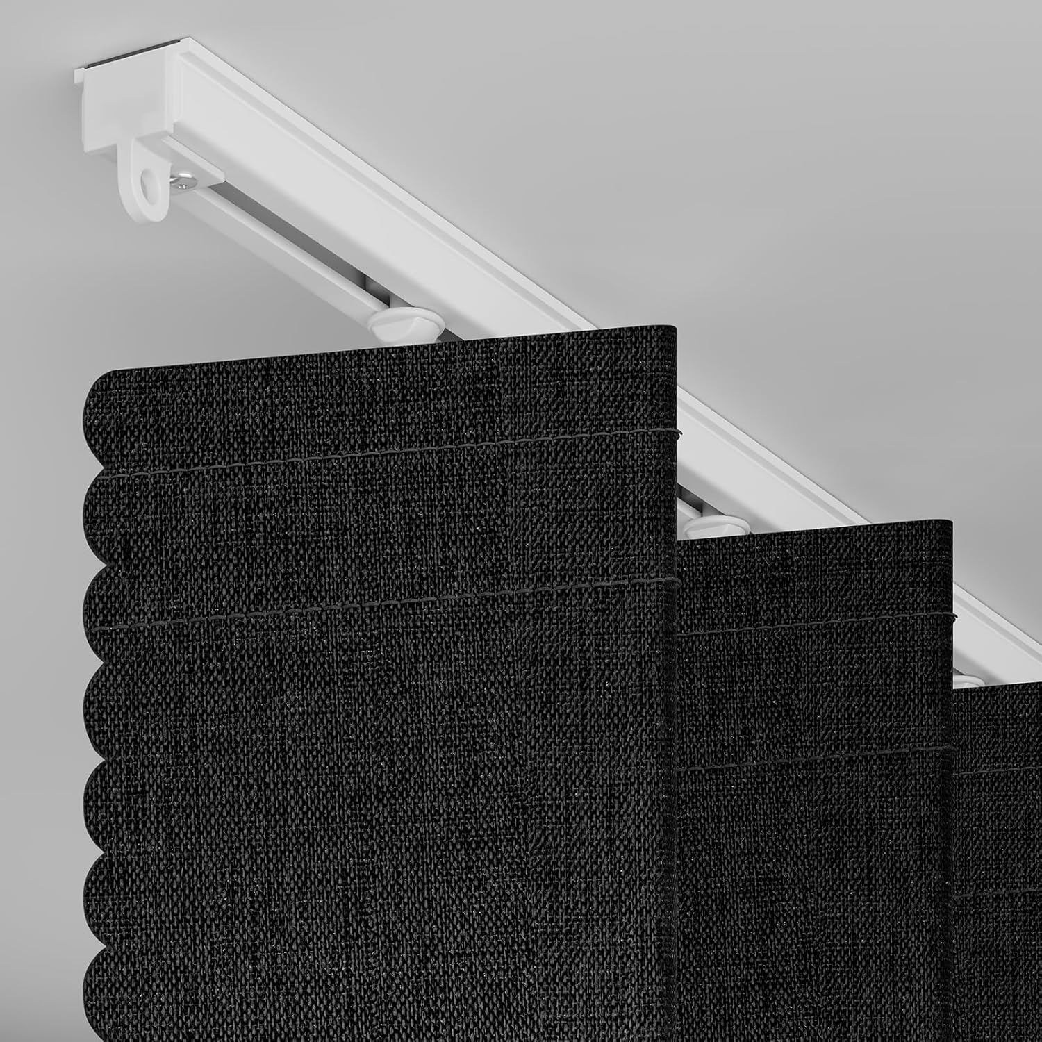 Black 100% Blackout Folding Accordion Door Curtain with Track 53×79in for Bedroom Living Room