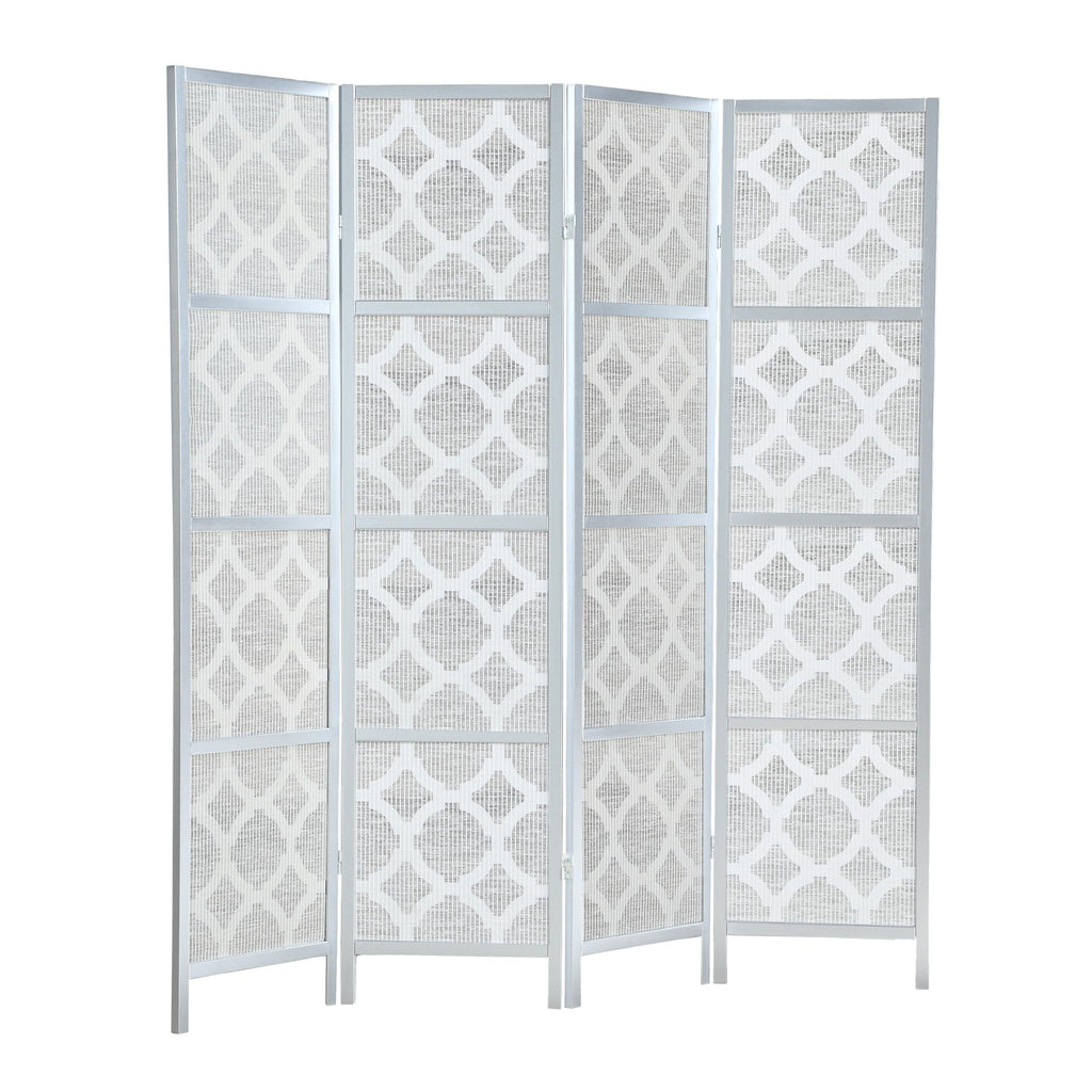Roundhill Furniture Quarterfoil Infused Diamond Design 4-Panel Room Divider, Gold