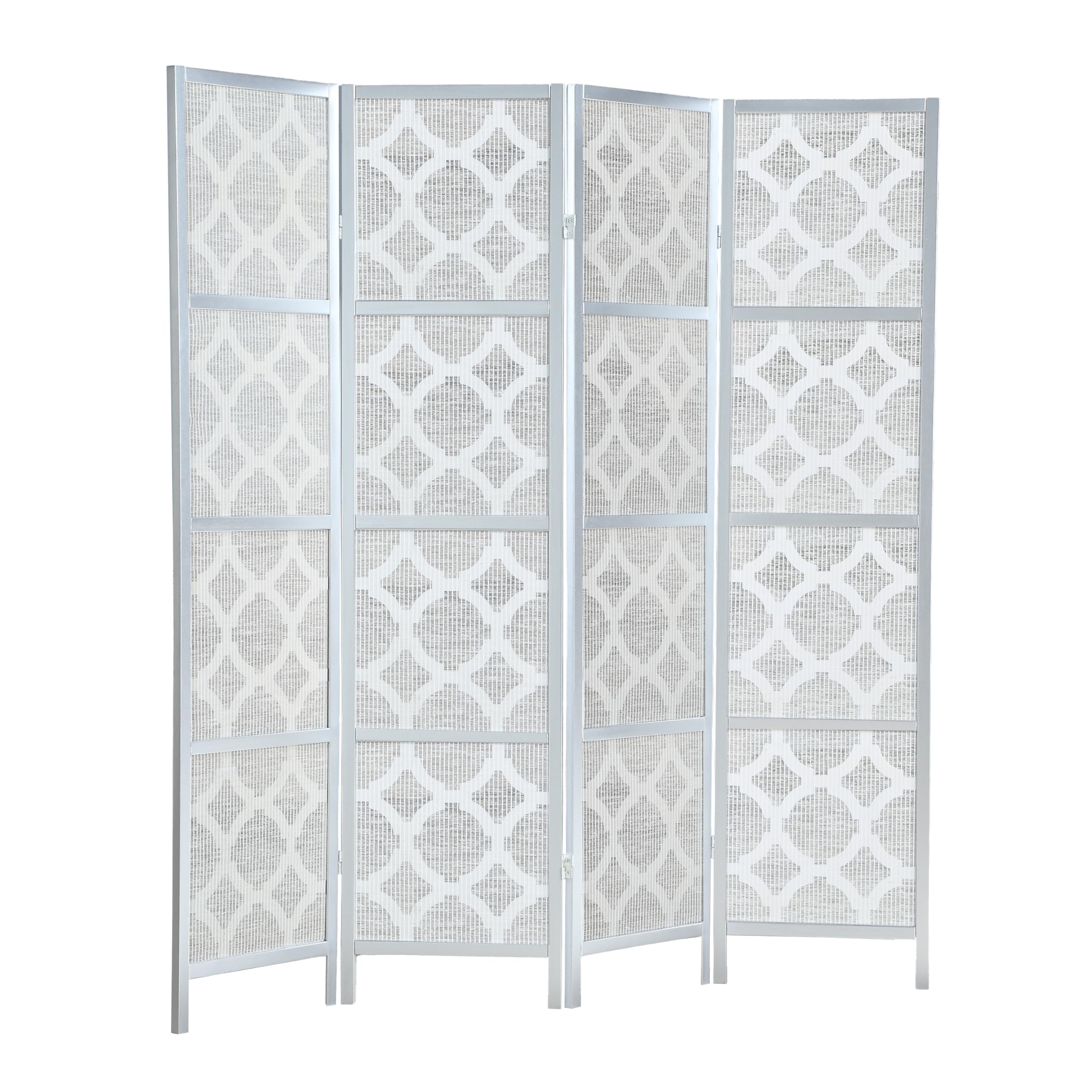 Roundhill Furniture Quarterfoil Infused Diamond Design 4-Panel Room Divider, Gold