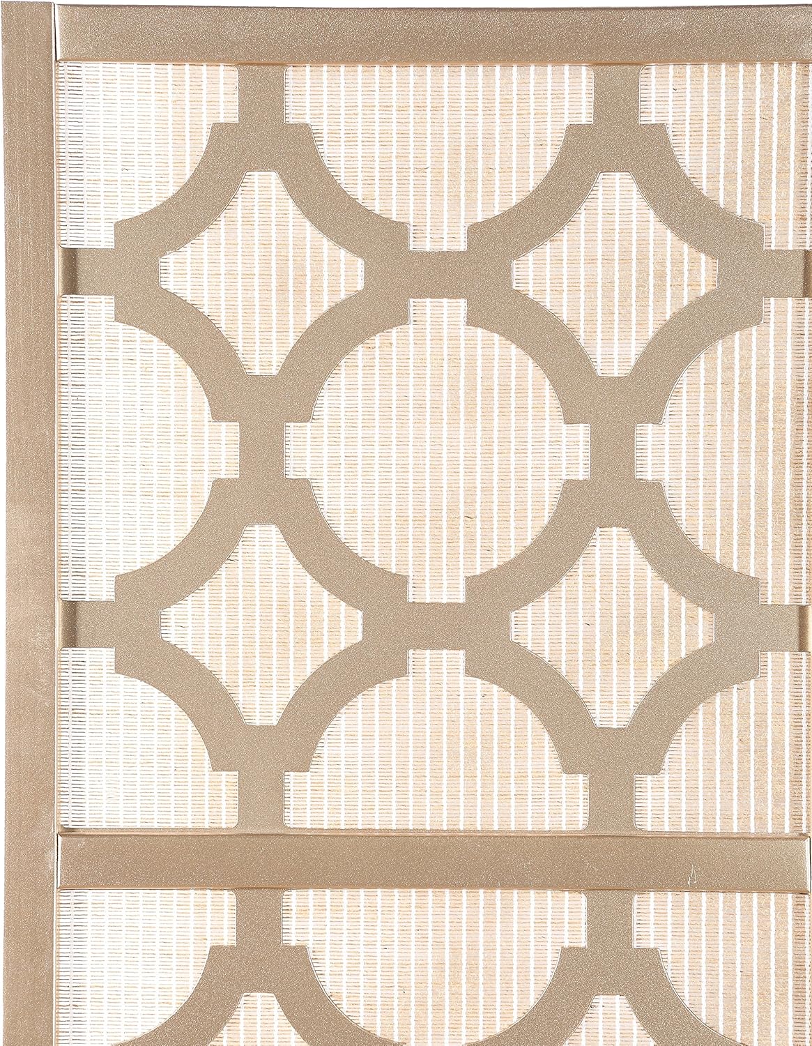 Roundhill Furniture Quarterfoil Infused Diamond Design 4-Panel Room Divider, Gold